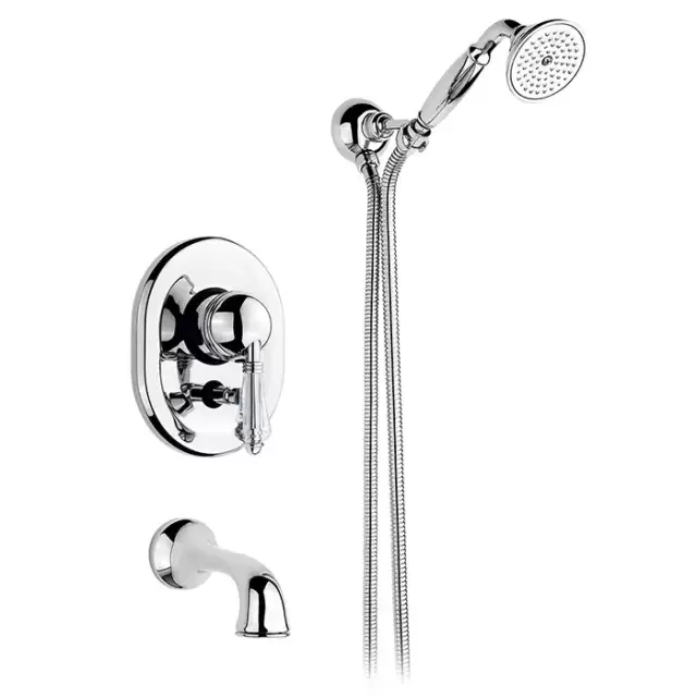 Nicolazzi Cristallo Liberty Смеситель для ванны однорычажный, встраиваемый, с изливом 160мм и ручным душем, цвет: хром