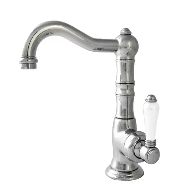 Nicolazzi P.m. Blanc Смеситель для раковины однорычажный, с донным клапаном, ручки белая керамика, цвет: хром