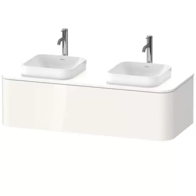 Duravit Happy D.2 Plus Тумба подвесная 130x55х35.4см, с 2 раковинами и 1 ящиком, цвет: белый глянцевый