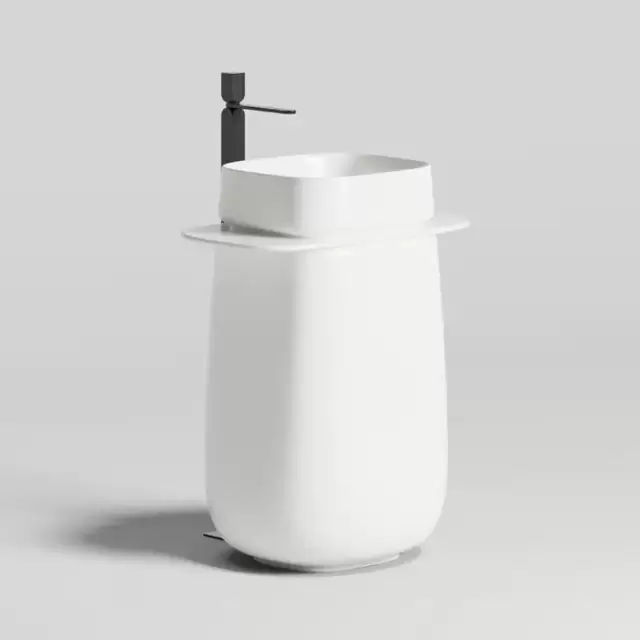 Salini Oriente Totem Раковина напольная, 70х49х90см, S-Sense, декор.накладка на слив, выпуск, сифон, цвет: белый глянцевый