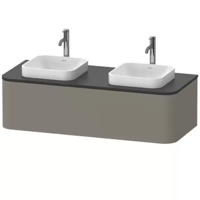 Duravit Happy D.2 Plus Тумба подвесная 130x55х35.4см, с 2 раковинами и 1 ящиком, цвет: stone grey satin matt