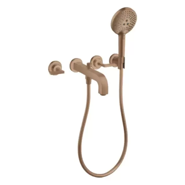 Axor Citterio Смеситель для ванны, встраиваемый, с ручным душем, ручка: рычаг, цвет: шлифованное красное золото