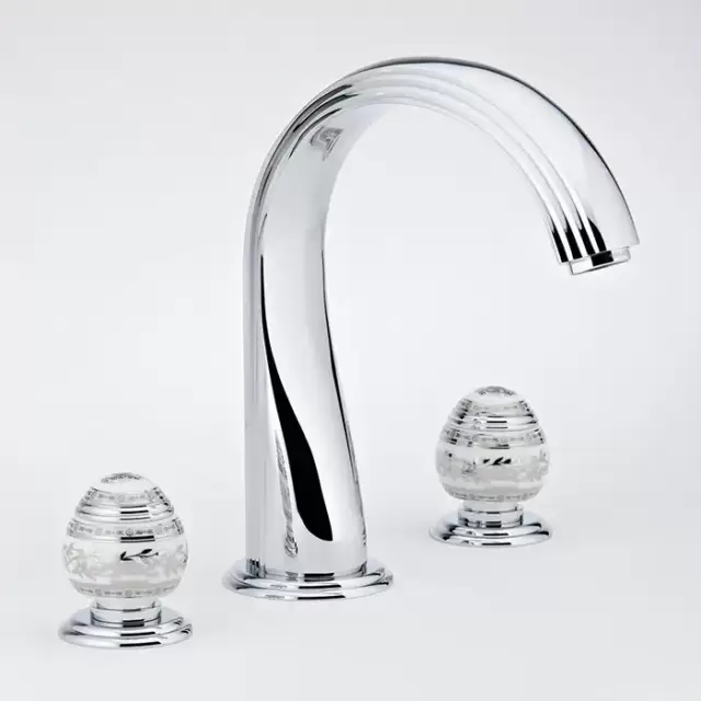 THG Marquise porcelaine blanche Смеситель для ванны, 3 отв., цвет: хром/платина/белый фарфор
