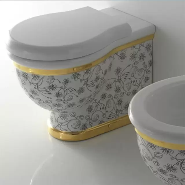 Globo Paestum Унитаз напольный пристенный 57х38см, слив универсальный, с комплектом креплений, цвет: Flower A09