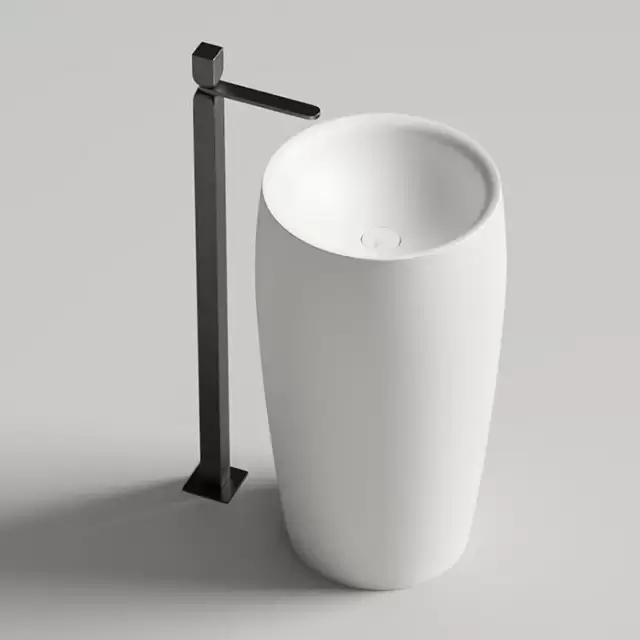 Salini Alda Раковина отдельностоящая  47х47х90см., без отв., донный клапан "Up&Down", S-sense,сифон, цвет: белый