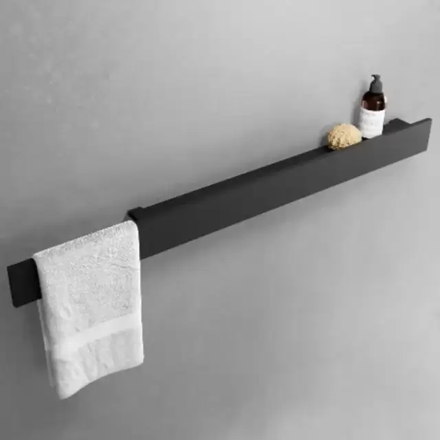 Novellini Edge Полочка c полотенцедержателем 10,9х120см., цвет: черный матовый