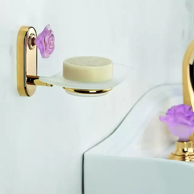 THG Rose Мыльница стеклянная, подвесная, цвет: золото/розовый