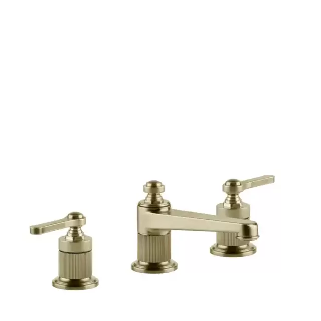 Gessi Venti20 Смеситель для раковины, на 3 отв., высота излива 50 мм., с донным клапаном, цвет: Brushed Brass PVD