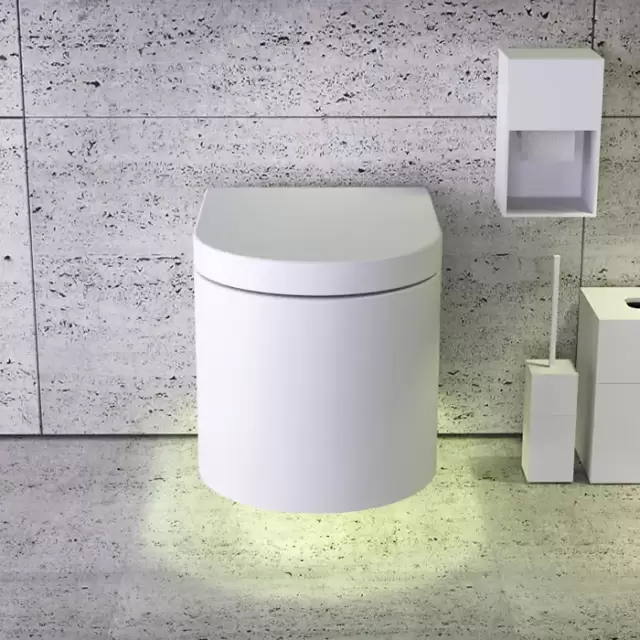 KNIEF Moon унитаз подвесной безободковый  59х39х36 см, с подсветкой ,  цвет: белый матовый