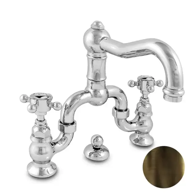 Nicolazzi P.m. Blanc Смеситель для раковины на 3 отверстия, с донным клапаном, ручки белая керамика, цвет: тёмная бронза