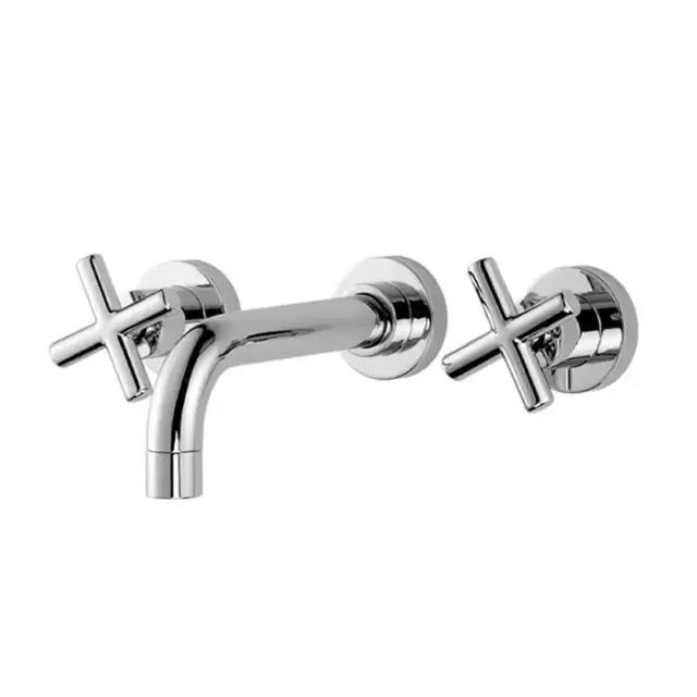 Fima Carlo Frattini Maxima F5321/5CR Смеситель для раковины настенный на 3 отверстия, донный клапан click-clack, внутренняя часть (F2230) в комплекте, цвет: хром