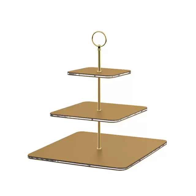 ADJ Сервировочная стойка 30x30xH35см., ручка круглая, цвет: горчица/фурнитура золото