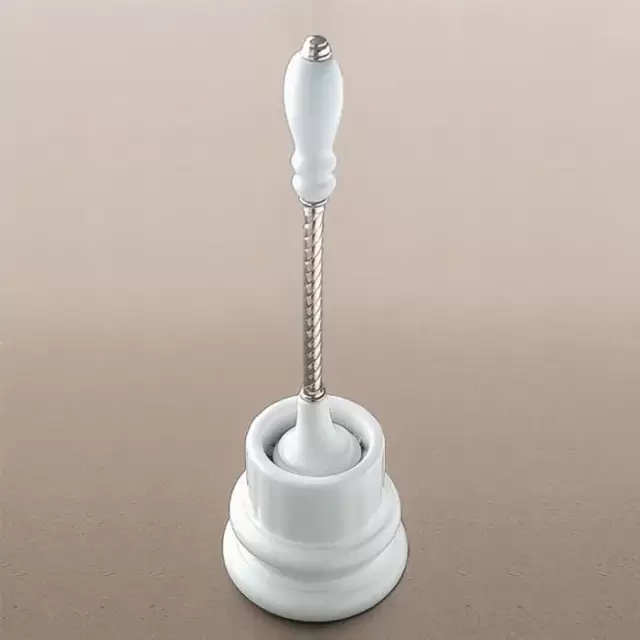 Devon&Devon Dorothy Ерш для унитаза напольный, колба - керамика белая, ручка ерша: золото светлое/белый