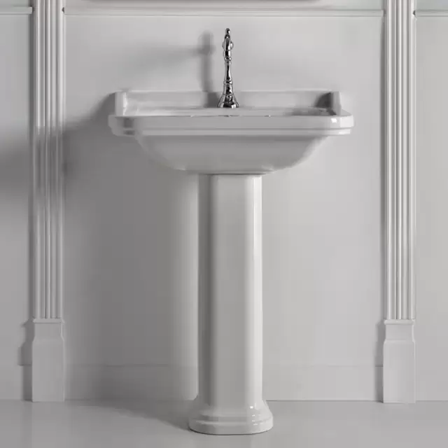 Kerasan Waldorf Раковина 80х55 см, 1 отв., с пьедесталом, керамическая, цвет: белый/хром