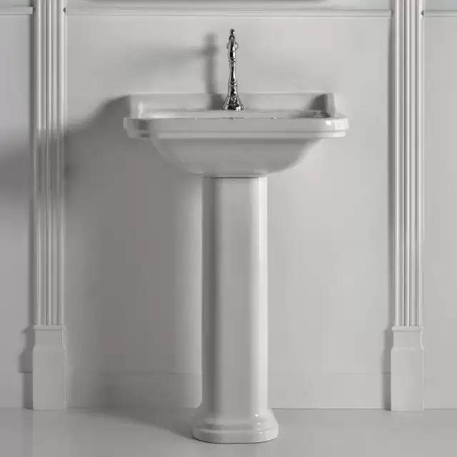 Kerasan Waldorf Раковина 60х55 см, 1 отв., с пьедесталом, керамическая, цвет: белый/хром