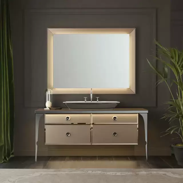 VITAGE milldue edition MAJESTIC 07 Комплект мебели 154х60хh78см., напольная, раковина, зеркало, отделка: стекло Bronzo acidato/black crom