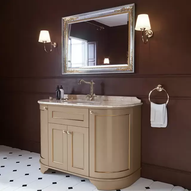 TW York Nuovo Комплект мебели с мраморной столешницей с 1 отв., 130см, напольный, цвет: pennellato/oro/diano